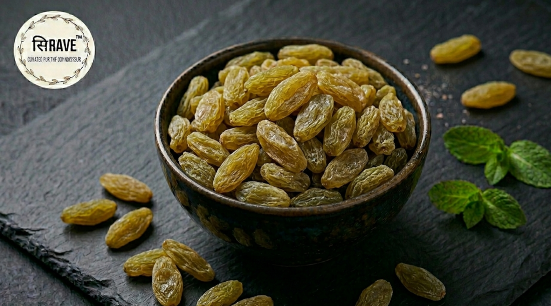 Sirave Premium Raisins in luxury packaging with naturally sweet kishmish for healthy snacking, baking, and gifting