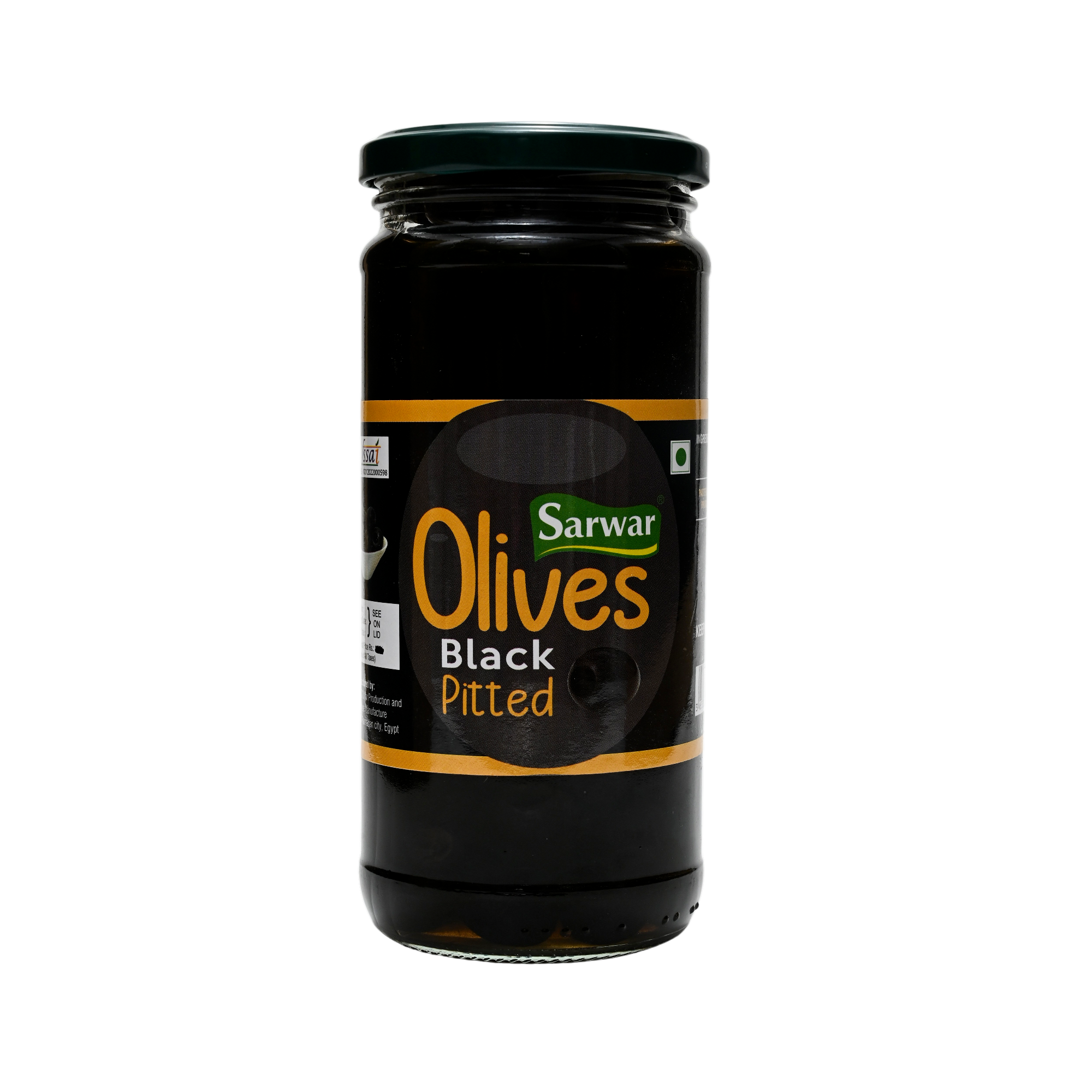 SARWAR BLACK OLIVES PITTED 450G